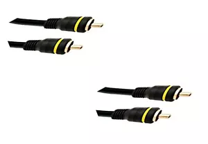 Paquete de 2 conectores chapados en oro RCA macho a macho 25 pies negros CNE466083 totalmente nuevos - Imagen 1 de 3