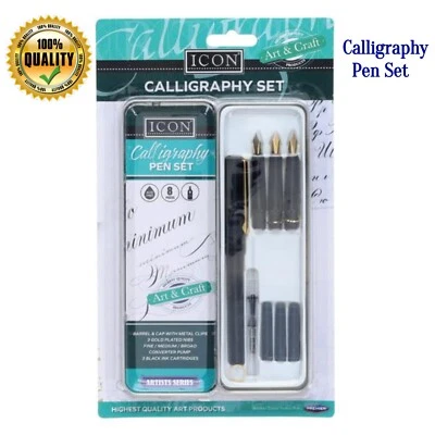 GENXON DIRECT Calligraphy Pen Set Fancy Hand Writing Fountain Artist Pen with Gold Plated Nibs