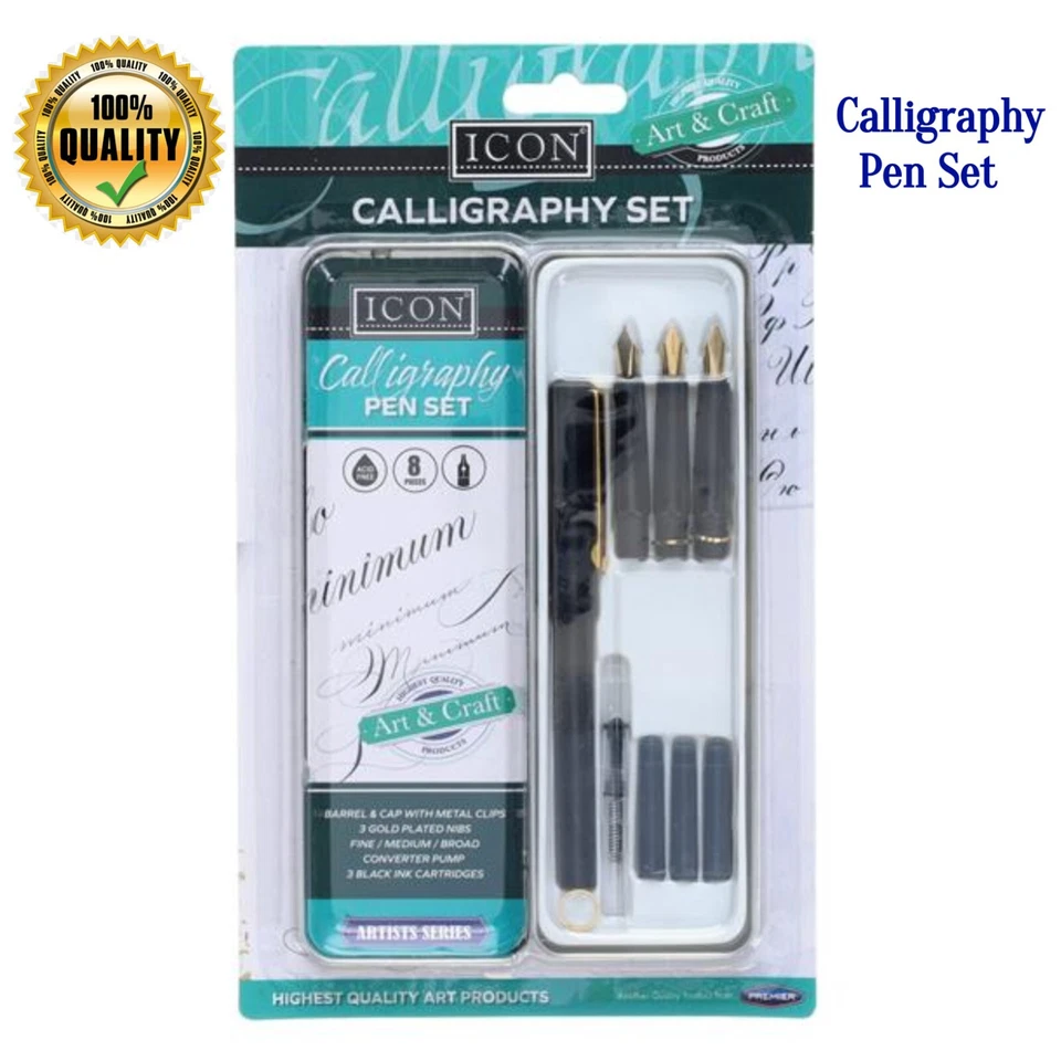 GENXON DIRECT Calligraphy Pen Set Fancy Hand Writing Fountain Artist Pen with Gold Plated Nibs