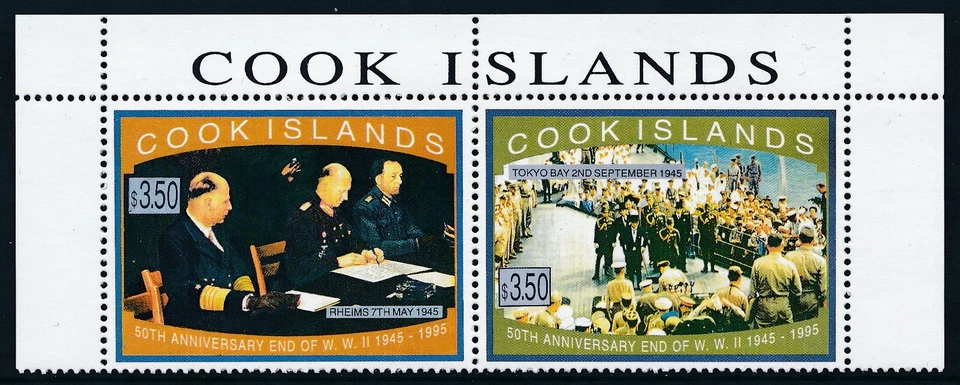 1995 COOK ISLANDS 50th ANNIVERSARY END OF WORLD WAR II PAIR FINE MINT MNH - Image 1 of 1