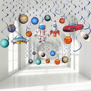 Outer Space Party Decoration Hanging Swirls Blue Solar System Planet Party UF... - Picture 1 of 7