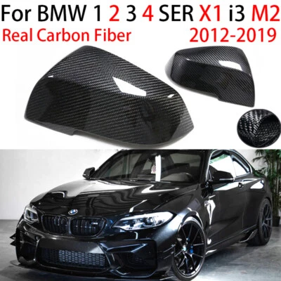 Capa espelhada traseira de fibra de carbono real para BMW 1 2 3 4 SER M2 X1 i3 F30 F32 F87 - Imagem 1 de 4