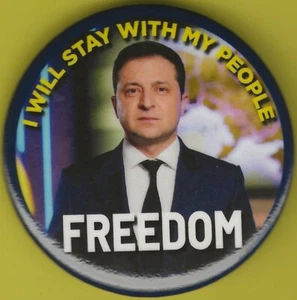 2022 Anti Ukraine War 2.25" / "Volodymyr Zelenskyy - FREEDOM" Button (Pin03) - Picture 1 of 2