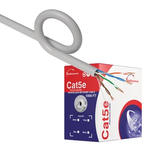 Cat5e 1000ft cable UTP Solid Gray LAN Network Ethernet RJ45 Bulk CAT5 24 AWG - Picture 1 of 3