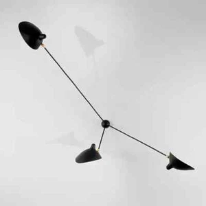 Large Tridente wall lamp Serge Mouille - Spider Sconce with 3 Arms in Black - Picture 1 of 10