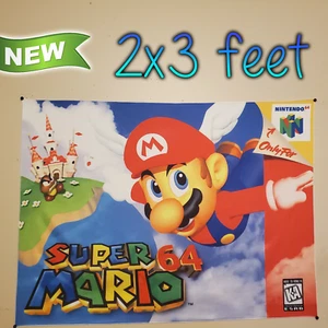 Super Mario 64 2x3 Fuß Wandteppich / Nintendo 64 Banner Wandflagge N64 Retro Mario - Bild 1 von 9