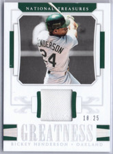 /25 Rickey Henderson 2018 Panini National Treasures Greatness Holo Silver Jersey