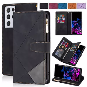 Zipper Leather Wallet Card Stand Case For Samsung A13 A53 A72 A32 A22 A12 A71A51 - Picture 1 of 45