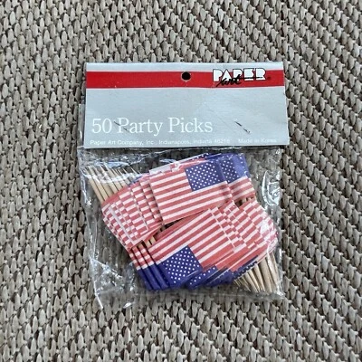 Red White and Blue Patriotic US Flag Picks 50 Pack Paper Party Tableware - Image 1 of 2