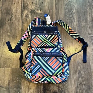 Neu mit Etikett Nautica Captain's Quarter Rucksack/Strandtasche mit Kordelzug Rip-Stop-Streifen - Bild 1 von 9