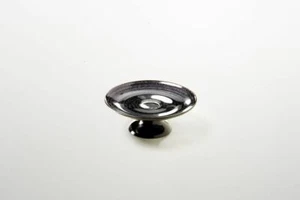 Alzador Para Pasteles De Vidrio Negro Decorado A Mano Con Reflejos Dorados - Imagen 1 de 1