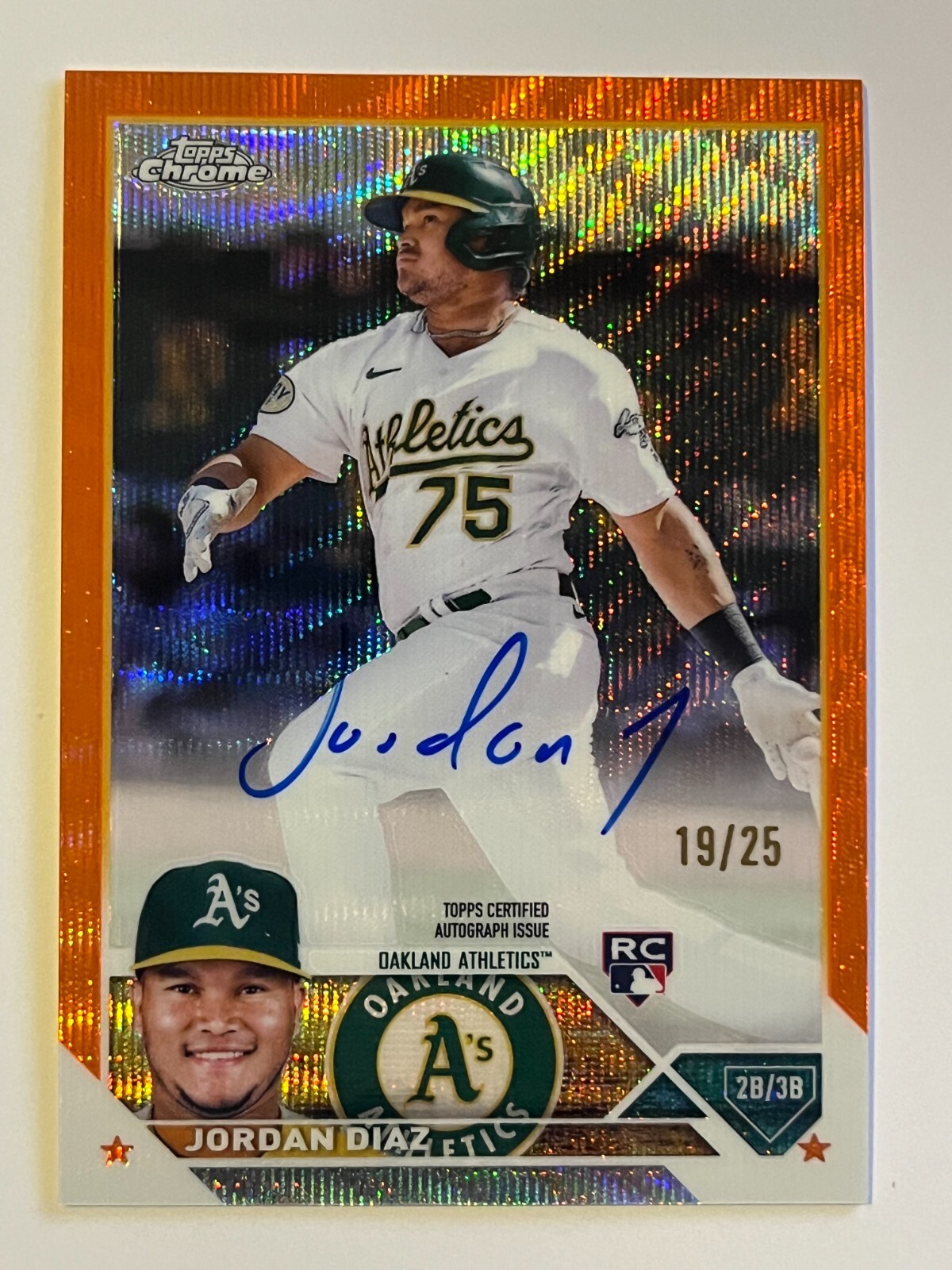 2023 Topps Chrome Jordan Diaz Rookie Card Orange Wave Auto /25