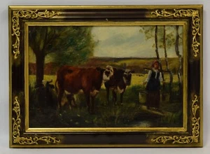 Julien DUPRÉ (1851-1910) Antigua pintura al óleo, atribuida, 50,5 x 37,5 cm - Imagen 1 de 10