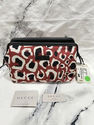 Gucci косметический/дорожный чехол/мешочек мини леопард картина в красный кирпич/Nero новый с Ярлыками - Изображение 1 из 4
