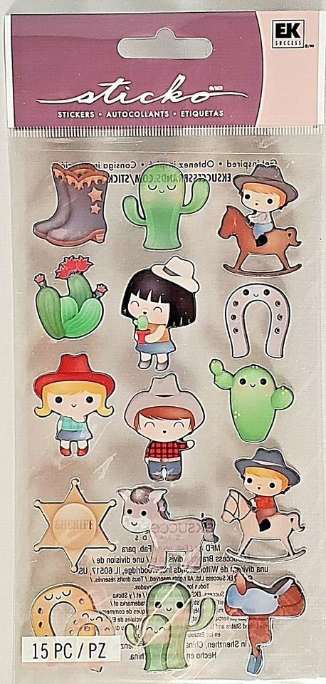 Pegatinas adhesivas de burro caprichosas de cactus sheriff niños vaquero buckaroo Foto 1 de 1