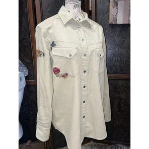 Camisa Free People Harley Floral Pana Bordada con Botones‎ Para Mujer Talla S - Imagen 1 de 4