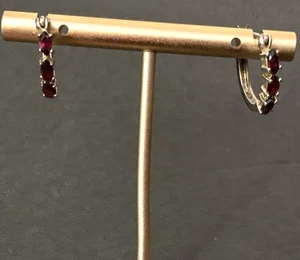 Vintage Avon Sterling Silber 925 Rubin Creolen | roter Edelstein Schmuck - Bild 1 von 11