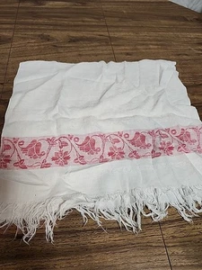 Vintage Pink Floral Flower Fringed Towel Dish Towel Decorative Towel - Picture 1 of 8