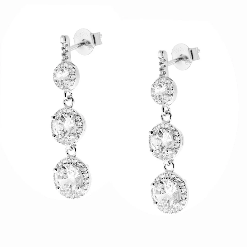 Orecchini Trilogy con Zirconi Bianchi in Argento 925 - Immagine 1 di 1