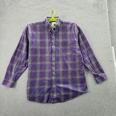 Camisa con botones Wrangler para hombre 2XL púrpura a cuadros occidental manga larga George Strait Foto 1 de 4