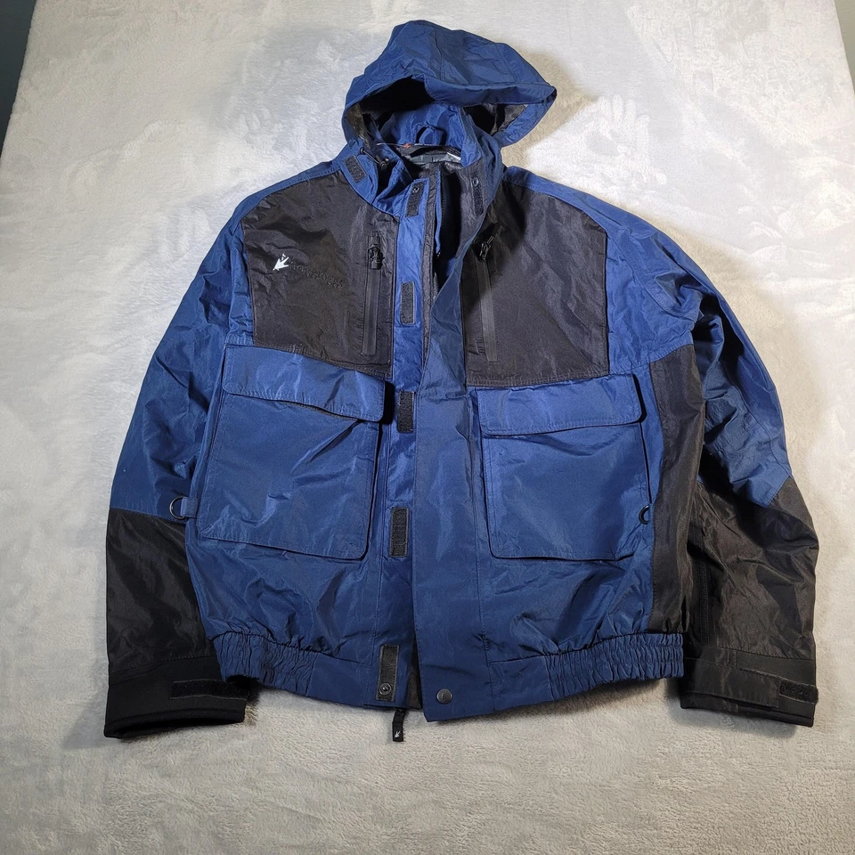 Chaqueta Frogg Toggs Para Hombre Grande Azul Negro Sapo Impermeable Con Capucha Lluvia Pesca Foto 1 de 4