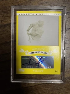 JASON GIAMBI 2007 Topps Moments & Milestones YELLOW PRINTING PLATE AUTO 1/1 - Picture 1 of 2