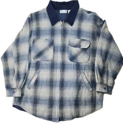 Abrigo Chaqueta de Lana a Cuadros Azul Leñador De Colección Caza Para Hombres XL Tareas al Aire Libre  Foto 1 de 4