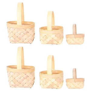  6 Pezzi Mini Cesti in Legno Tessuto per Artigianato e Stoccaggio - Cesti Piccoli con - Foto 1 di 12