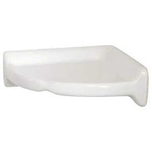 White Ceramic Wall Mount Corner Shower Shelf Tile Soap Shampoo Glazed Glossy NEW - Picture 1 of 1
