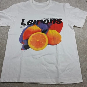 Harajuku Vintage T-Shirt Damen Größe M Weiß Orange Print Kurzarm Neu ohne Etikett - Bild 1 von 5