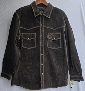 Colebrook Men’s Suede Leather Trucker Jacket XL Brown Western Pearl Snap Casual - Foto 1 di 8