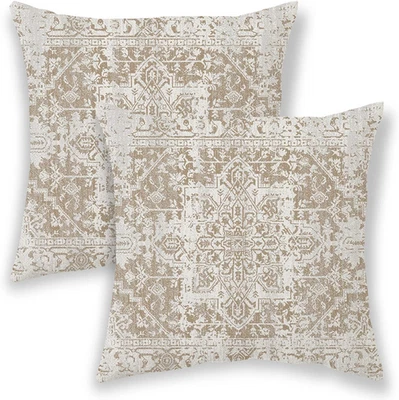 BETGINY Boho Pillow Covers 16x16, Brown Ethnic 16" x 16" (Pack of 1) Beige - Изображение 1 из 4
