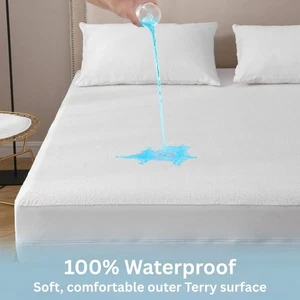 Waterproof Mattress Cover Protector Anti Bed Bug Total Zipper Encasement Double - Picture 1 of 15