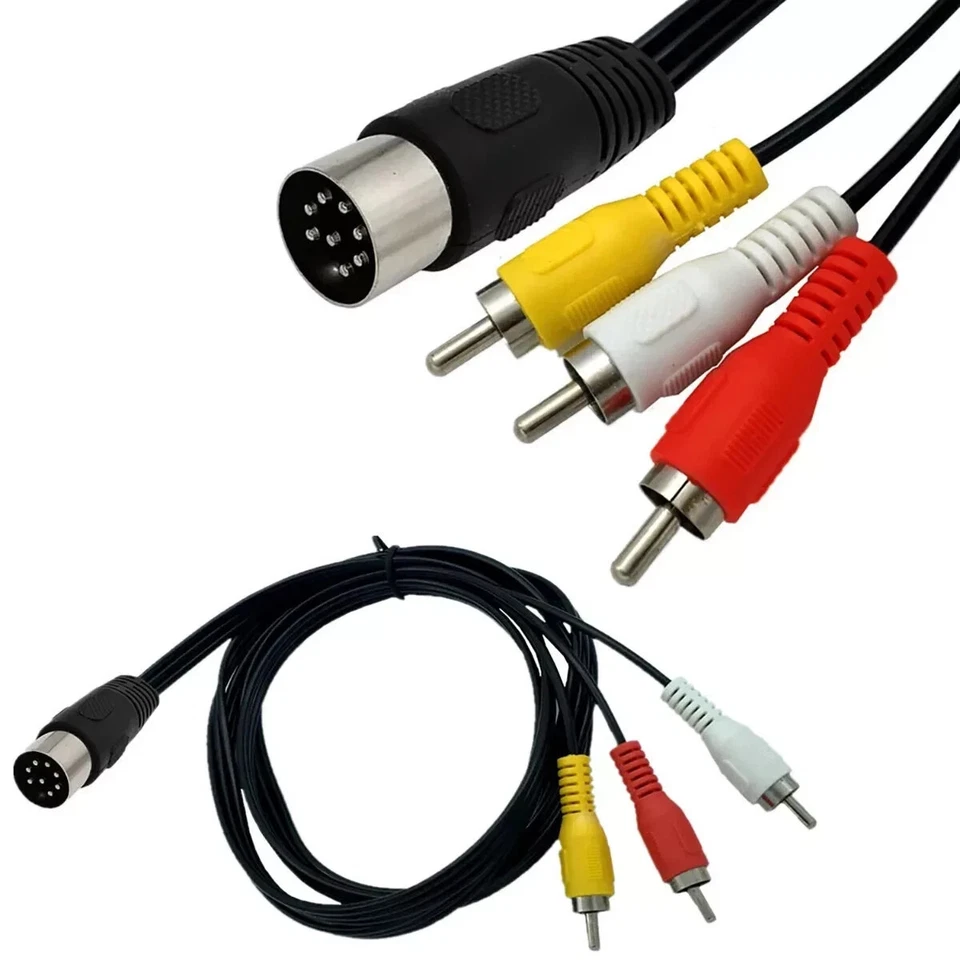 6FT TV AV Audio Video 8Pin DIN 3 RCA Composite Cable For Commodore 64 128 16 +4 - Image 1 of 1