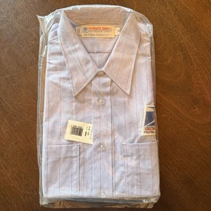 VTG Flying Postal Service US Mail Button Shirt Short Sleeve Size 16 Pinstripe - Picture 1 of 4