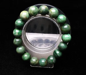 12,4 mm Echtes Natürliches Grün Euchlorit Kristall Edelstein Rund Perlen Armband - Bild 1 von 6