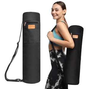 Borsa Tappetino Yoga, Grande, Nero - Adatto a Tappetini Spessi, 3 Tasche Portaoggetti, Regolabile S... - Foto 1 di 9