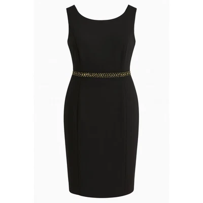 Kasper Black Sleeveless Sheath Dress w/ Gold Stud Waist – Women's 18W – NWT - Image 1 of 4