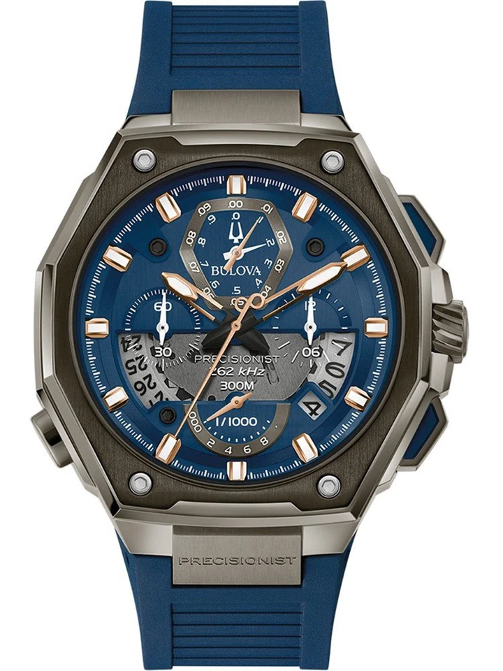 Bulova 98B357 Precisionist Cronografo Orologio Uomo 46mm 30ATM - Immagine 1 di 4