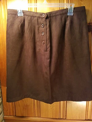 Dark Brown knee length Christopher & Banks suede like skirt size 12 - Image 1 of 4