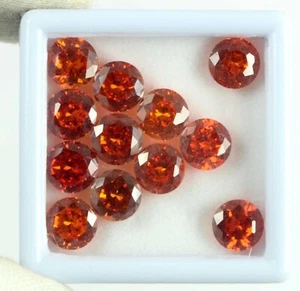 EGL Certified 7 mm Natural Orange Sapphire 10 Pcs Lot Round Shape Loose Gemstone - Picture 1 of 4