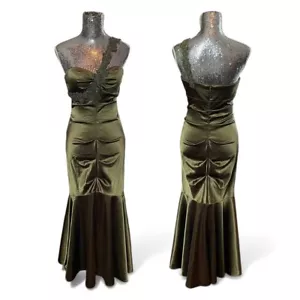 Xscape Y2K Forest Fairy Satin Beaded Mermaid Dress Women 10 Goddess Gala Prom - Picture 1 of 7