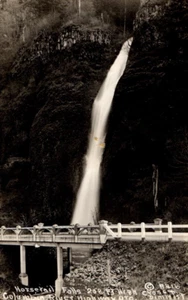 RPPC Horsetail Falls Columbia River Highway Oregon OR Postcard Real Photo - Picture 1 of 2
