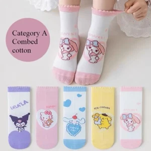 5pack of Sanrio Cinnamoroll Kawaii Children's Socks Anime My Melody HelloKitty - Picture 1 of 8