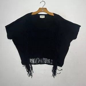 Denim & Supply Crochet Cropped Black Tshirt Womens Ralph Lauren - Picture 1 of 7