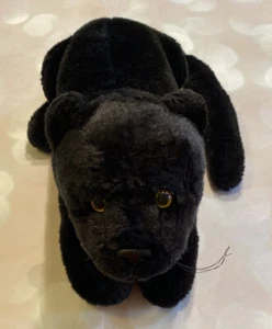 24” K&M Realistic Black Lying Jaguar Wild Republic Plush Stuffed Panther Toy - Picture 1 of 4