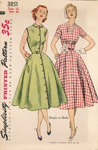 Simplicity 3851 Kleid mit durchgehendem Rock und verdeckten Taschen, Ausschnittoptionen Gr. 16 - Bild 1 von 4