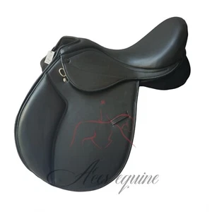 Synthetic Vegan leather Horse Changeable gullet self adjusting saddle Black 15 - Picture 1 of 4