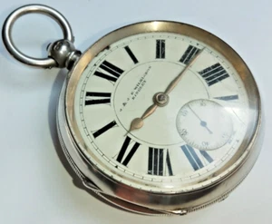 1897 BINGLEY Antique Silver English fusee lever pocket watch HUGE 56mm 163gm - Picture 1 of 22