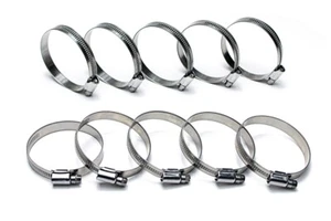 HPS Stainless Steel Embossed Hose Clamps SAE 4 10pc 7/16" - 11/16" (11mm-17mm) - Picture 1 of 3